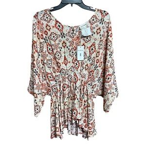Vanilla Bay Top Boho High-Low Top with Dolman Sleeves - Size Medium